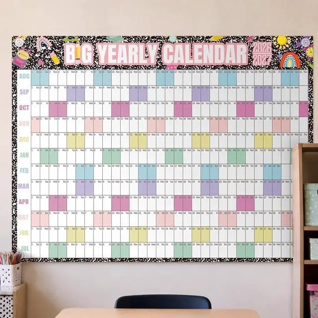 Alt view image 5 of 6 - 2026-2027 Dry Erase Wall Calendar Large 33'' x 44'' Big Academic Yearly Calendars for Wall Includes Laminated Calendar and Pins Marker for Schedule Planner Classrooms Home Office(Classic)