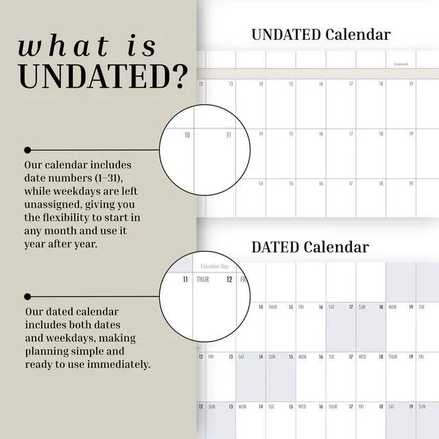 Alt view image 5 of 7 - Undated Giant Wall Calendar | 4ft x 3ft Full-Year Dry Erase Planner Start Anytime, Own The Year Jumbo Whiteboard Wall Calendar, Includes Markers, Stickers & Mounting Kit, for Home or Office