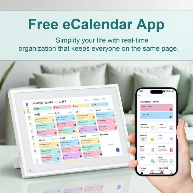 Alt view image 5 of 7 - Digital Calendar, 10.1inch Smart WiFi Digital Calendar&Chore Chart, Touch Screen HD Display for Family Schedules, Share Moments Instantly from Anywhere, Gifts for Women Mom
