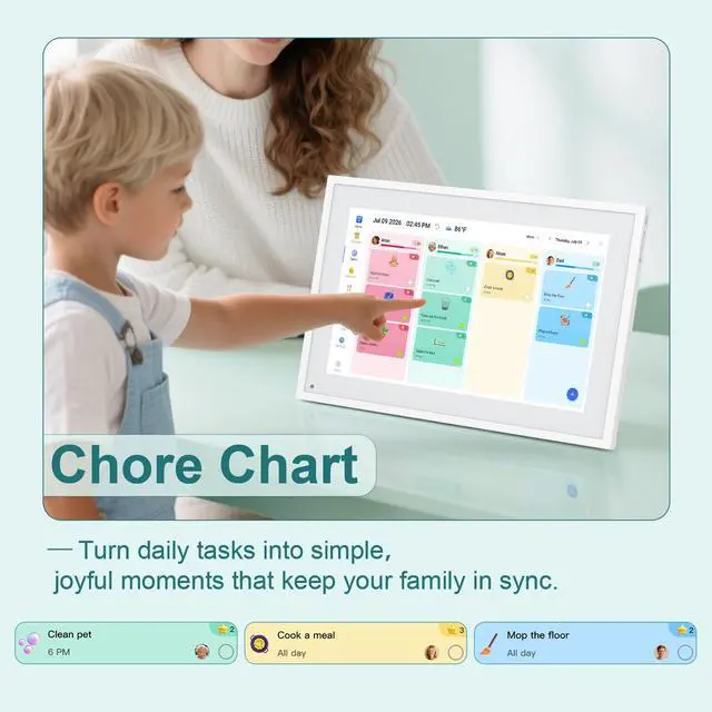 Alt view image 4 of 7 - Digital Calendar, 10.1inch Smart WiFi Digital Calendar&Chore Chart, Touch Screen HD Display for Family Schedules, Share Moments Instantly from Anywhere, Gifts for Women Mom