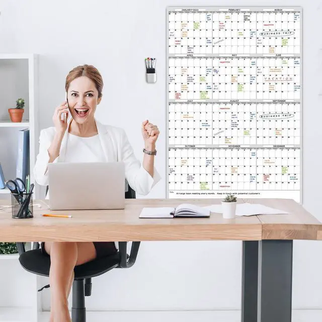 Alt view image 7 of 7 - Dry Erase Wall Calendar - 38x26 Inches - Blank Undated Yearly Calendar - Whiteboard Premium Laminated Planner - Reusable Laminated Office Jumbo 12-Month Calendar (Vertical)