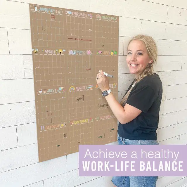 Alt view image 6 of 7 - Yearly Wall Calendar 2026 Large - 12 Month Dry Erase Calendar for Wall, Double-Sided, Reversible, Erasable, Reusable, Full Year Long Annual Planner - Kraft Pastel
