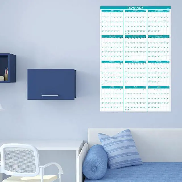 Alt view image 6 of 7 - 2026-2027 Wall Calendar - Yearly Wall Calendar 2026 with Julian Date, Jul 2026 - Jun 2027, One Page for Organizing, Premium Thick Paper, Vertical, Gift Pocket, 34.8" x 22.8" (Open)