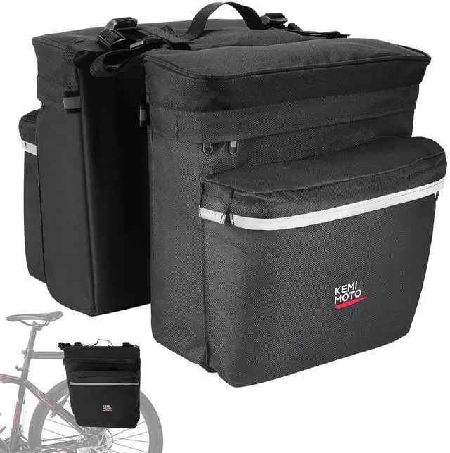 Main image of Bike Bag Panniers with Rain Cover, 34L Waterproof Bicycle Saddle Bag for Rear Rack Mountain Biking Bags Storage, Ebike Accessories for Commuter Grocery Shopping Travel Carrier, Black