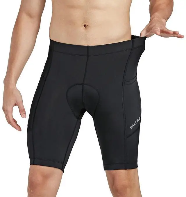 Alt view image 2 of 7 - Men's Bike Shorts 3D Padded Cycling Road Biking Bicycle Riding Clothes Pockets UPF 50+ MTB Accessories Tights Black L