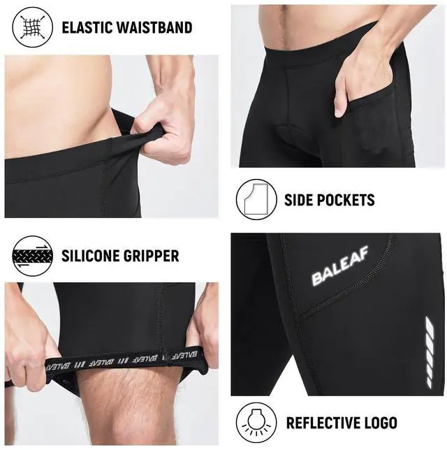 Alt view image 5 of 7 - Men's Bike Shorts 3D Padded Cycling Road Biking Bicycle Riding Clothes Pockets UPF 50+ MTB Accessories Tights Black L