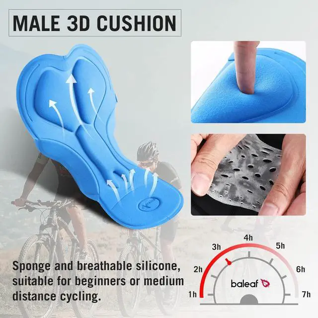 Alt view image 6 of 7 - Men's Bike Shorts 3D Padded Cycling Road Biking Bicycle Riding Clothes Pockets UPF 50+ MTB Accessories Tights Black L
