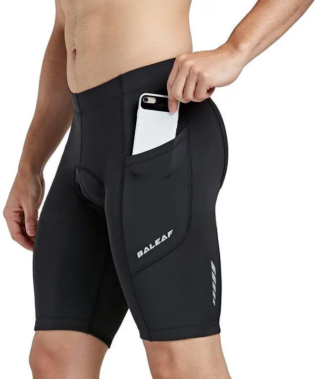 Alt view image 7 of 7 - Men's Bike Shorts 3D Padded Cycling Road Biking Bicycle Riding Clothes Pockets UPF 50+ MTB Accessories Tights Black L