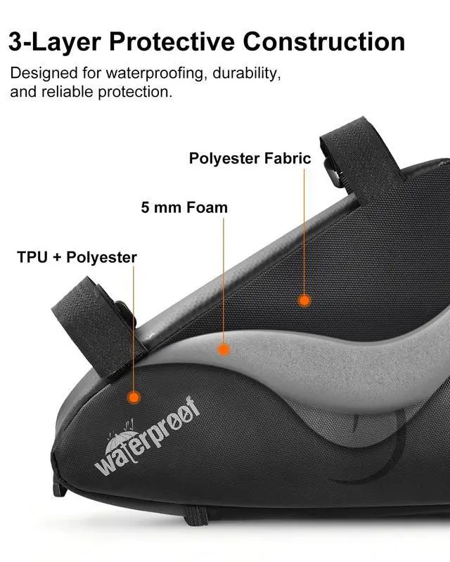 Alt view image 4 of 7 - Bike Frame Bag, 2L Waterproof Bicycle Triangle Bag, Storage Pouch for Cycling Accessories, Front Tube Pack for Mountain Road Commute Bikes