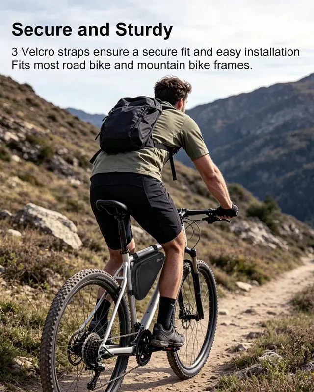 Alt view image 5 of 7 - Bike Frame Bag, 2L Waterproof Bicycle Triangle Bag, Storage Pouch for Cycling Accessories, Front Tube Pack for Mountain Road Commute Bikes