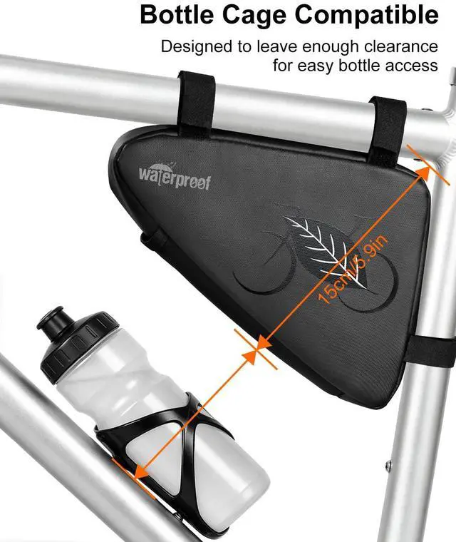 Alt view image 6 of 7 - Bike Frame Bag, 2L Waterproof Bicycle Triangle Bag, Storage Pouch for Cycling Accessories, Front Tube Pack for Mountain Road Commute Bikes