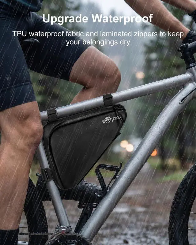 Alt view image 2 of 7 - Bike Frame Bag, 2L Waterproof Bicycle Triangle Bag, Storage Pouch for Cycling Accessories, Front Tube Pack for Mountain Road Commute Bikes