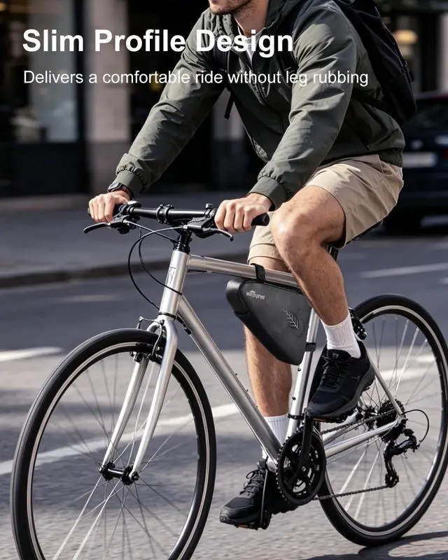 Alt view image 7 of 7 - Bike Frame Bag, 2L Waterproof Bicycle Triangle Bag, Storage Pouch for Cycling Accessories, Front Tube Pack for Mountain Road Commute Bikes
