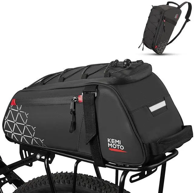 Main image of Rear Bike Rack Bag - 8L PVC Water Resistant Ebike Bags for Bicycle Rear Rack, Bicycle Trunk Pannier for Commuter Travel Shopping and Cycling (Black)