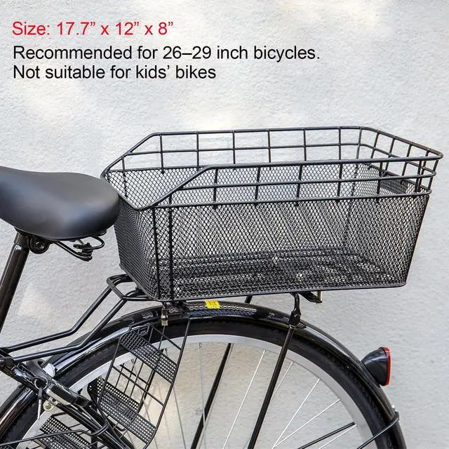 Alt view image 2 of 7 - Rear Bike Basket - Large Bicycle Rear Basket with Cargo Net and Waterproof Cover, Wire Bike Baskets Rear Large Capacity (NO Bike Rack Included)