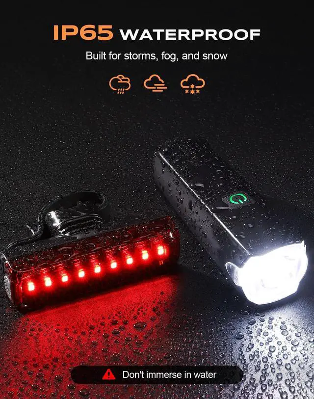 Alt view image 6 of 7 - 2026 New 1200LM Wide Angle Bike Lights for Night Riding, 3+5 Modes & IP65 Waterproof Bicycle Lights Front and Rear, Long-Lasting USB Rechargeable Sports Scooter Accessories for Men Women