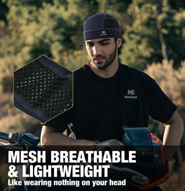 Alt view image 3 of 6 - Cooling Skull Caps Helmet Liner, Lightweight Mesh Under Helmet Cycling Motorcycle Hard Hat Sweat Liner for Men Women (Black)