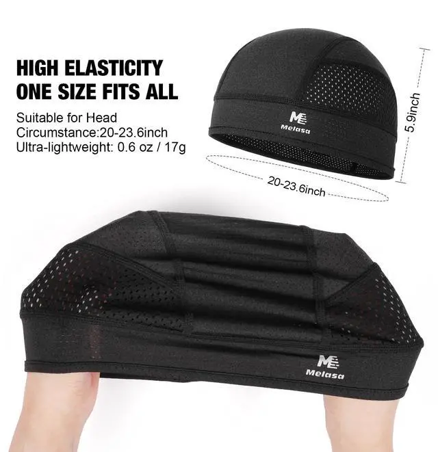 Alt view image 6 of 6 - Cooling Skull Caps Helmet Liner, Lightweight Mesh Under Helmet Cycling Motorcycle Hard Hat Sweat Liner for Men Women (Black)