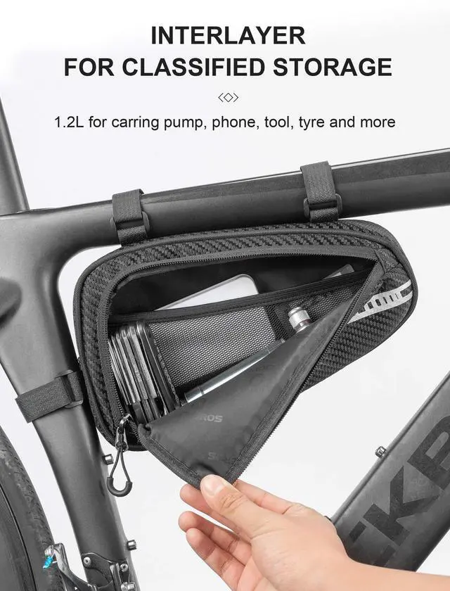 Alt view image 4 of 6 - Bike Bag Bicycle Frame Bag Bike Triangle Storage Bag Bike Accessories Pouch Cycling Pack for MTB Road Bicycle Accessories