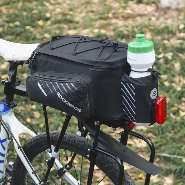 Alt view image 2 of 7 - Bike Rack Bag Bicycle Bag Trunk Rear Rack Bag Bike Panniers Bike Accessories Basket Storage Luggage Saddle Shoulder Bag 13L for E bike, Bicycle With Rain Cover Biking Accessories Gear