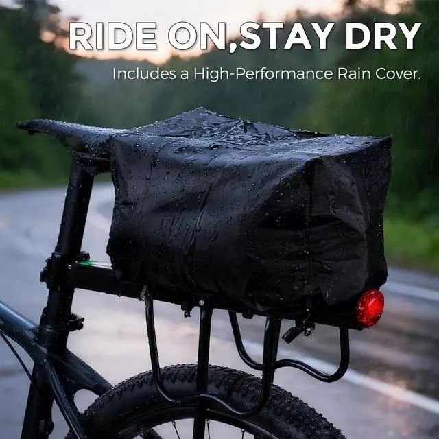 Alt view image 4 of 7 - Bike Rack Bag Bicycle Bag Trunk Rear Rack Bag Bike Panniers Bike Accessories Basket Storage Luggage Saddle Shoulder Bag 13L for E bike, Bicycle With Rain Cover Biking Accessories Gear