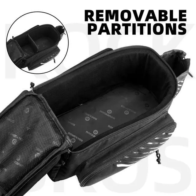 Alt view image 5 of 7 - Bike Rack Bag Bicycle Bag Trunk Rear Rack Bag Bike Panniers Bike Accessories Basket Storage Luggage Saddle Shoulder Bag 13L for E bike, Bicycle With Rain Cover Biking Accessories Gear