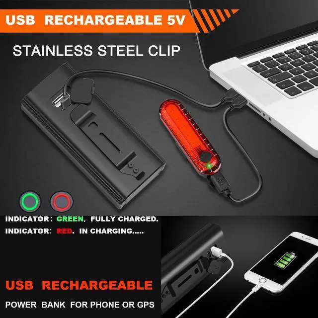 Alt view image 3 of 7 - Bike Lights for Night Riding USB Bike Light Set, Bicycle Front Headlight and Back Taillight, 3/5 Light Modes,for Road Cycling