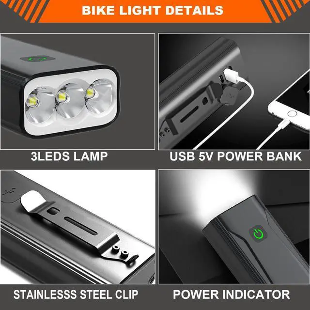 Alt view image 5 of 7 - Bike Lights for Night Riding USB Bike Light Set, Bicycle Front Headlight and Back Taillight, 3/5 Light Modes,for Road Cycling
