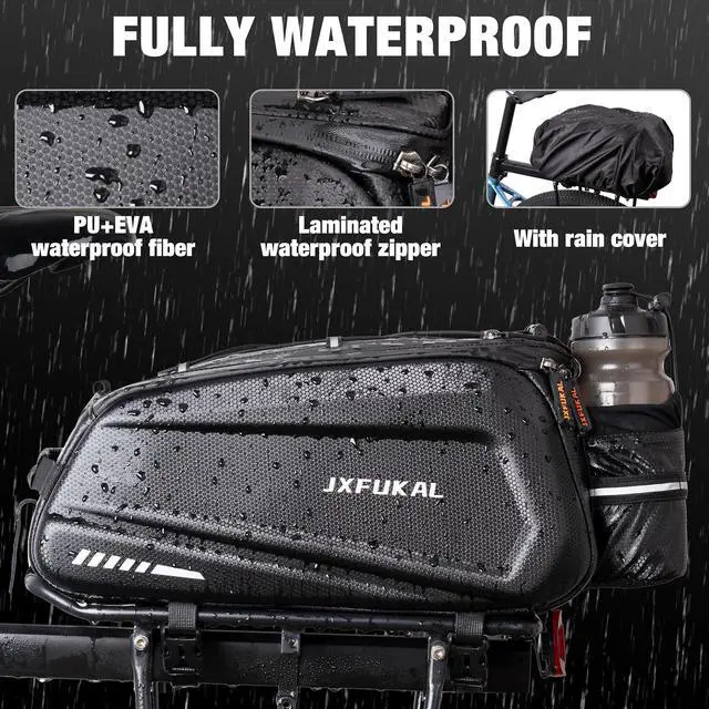 Alt view image 3 of 7 - Bike Bags for Bicycle Rear rack - 9.5L/17L/40L Hard Shell Waterproof Bike Ebike Trunk Pannier Saddle Seat Bag Carrier with Reflector, Rain Cover & Shoulder Strap for Commuter Travel Outdoor