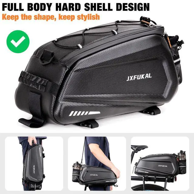 Alt view image 4 of 7 - Bike Bags for Bicycle Rear rack - 9.5L/17L/40L Hard Shell Waterproof Bike Ebike Trunk Pannier Saddle Seat Bag Carrier with Reflector, Rain Cover & Shoulder Strap for Commuter Travel Outdoor
