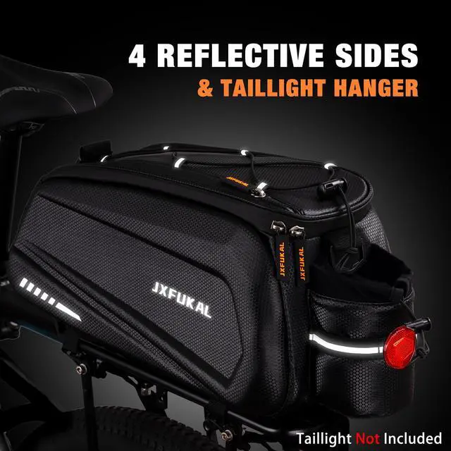 Alt view image 5 of 7 - Bike Bags for Bicycle Rear rack - 9.5L/17L/40L Hard Shell Waterproof Bike Ebike Trunk Pannier Saddle Seat Bag Carrier with Reflector, Rain Cover & Shoulder Strap for Commuter Travel Outdoor