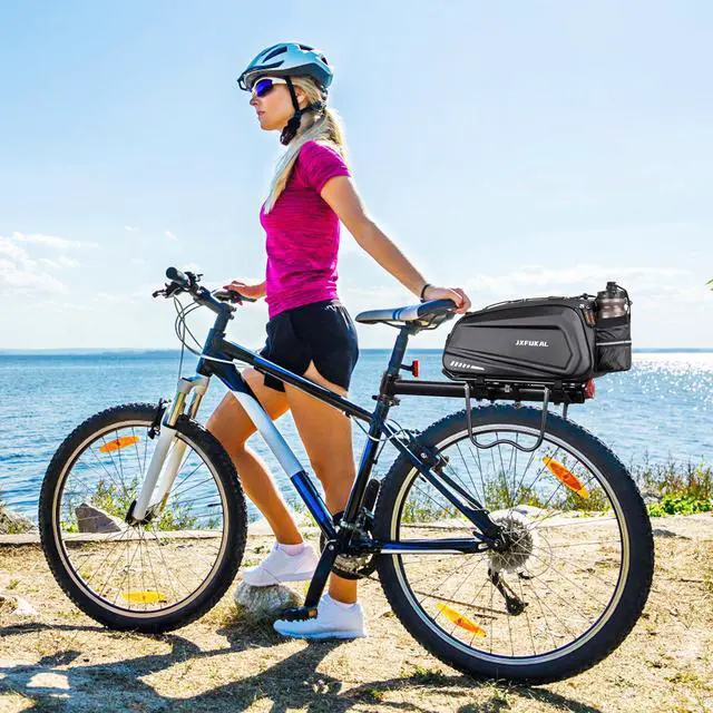 Alt view image 7 of 7 - Bike Bags for Bicycle Rear rack - 9.5L/17L/40L Hard Shell Waterproof Bike Ebike Trunk Pannier Saddle Seat Bag Carrier with Reflector, Rain Cover & Shoulder Strap for Commuter Travel Outdoor