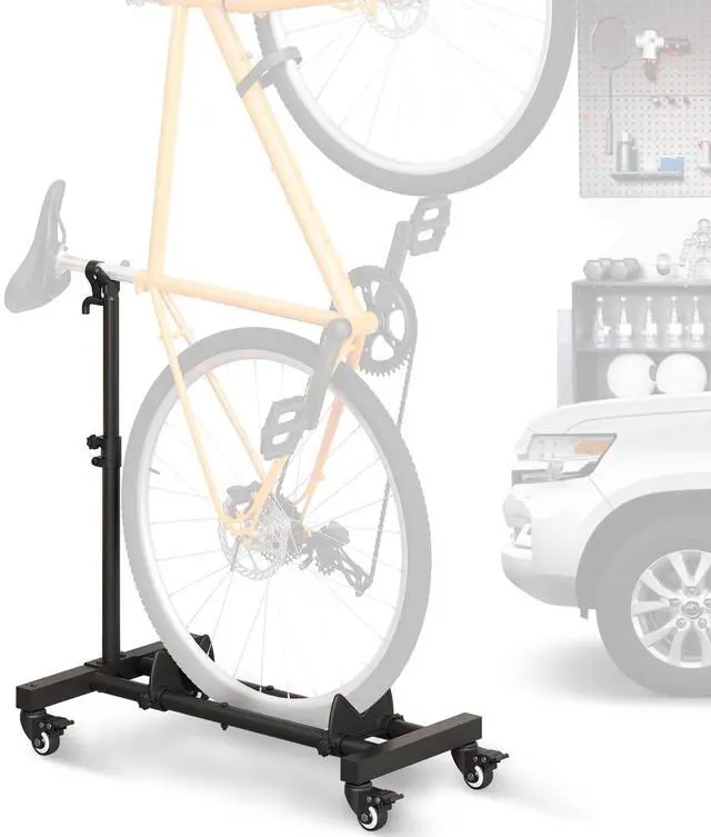 Main image of Vertical Bike Stand, Freestanding Bike Rack Garage Storage Upright Bicycle Floor Stand Indoor Bike Holder with Adjustable Height for Garage & Apartment - for Wheels Sizes up to 29