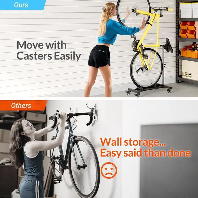 Alt view image 5 of 7 - Vertical Bike Stand, Freestanding Bike Rack Garage Storage Upright Bicycle Floor Stand Indoor Bike Holder with Adjustable Height for Garage & Apartment - for Wheels Sizes up to 29
