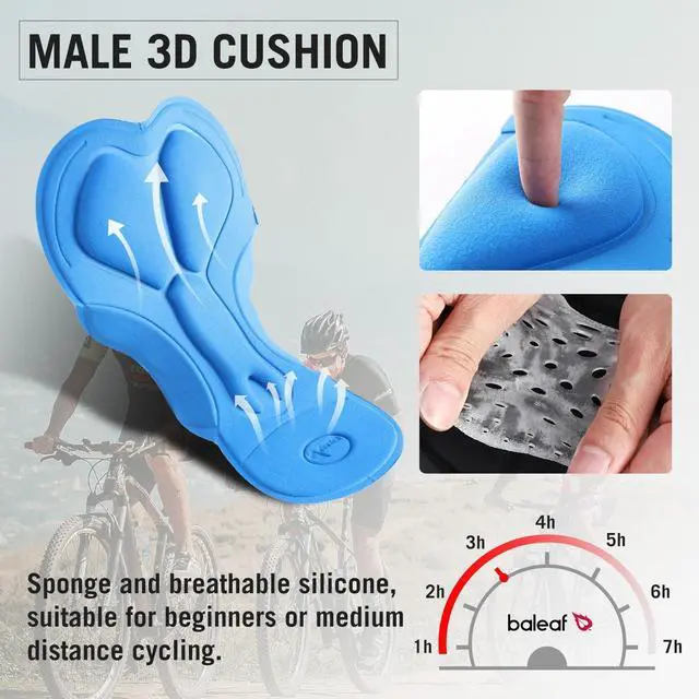 Alt view image 6 of 7 - Men's 3D Padded Bike Shorts Cycling Underwear MTB Liner Road Biking Bicycle Clothes Blue M