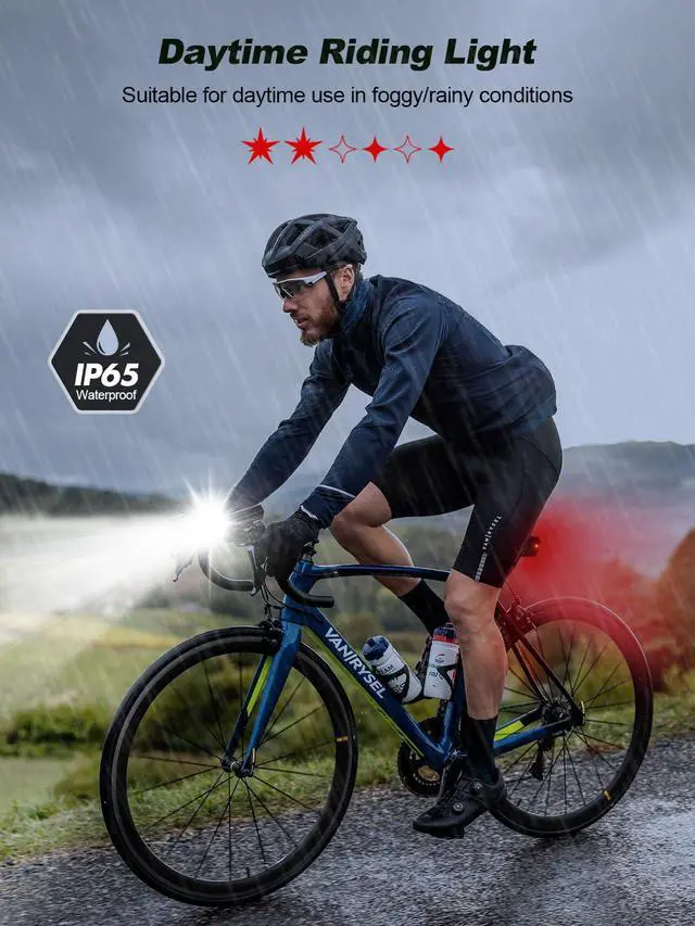 Alt view image 5 of 7 - 1000 Lumen Super Bright Bike Lights with Side Light, 4+6 Modes Rechargeable Bicycle Lights Front & Rear, IP65 Waterproof Bike Headlight for Day/Night Riding Safety, Scooter Accessories