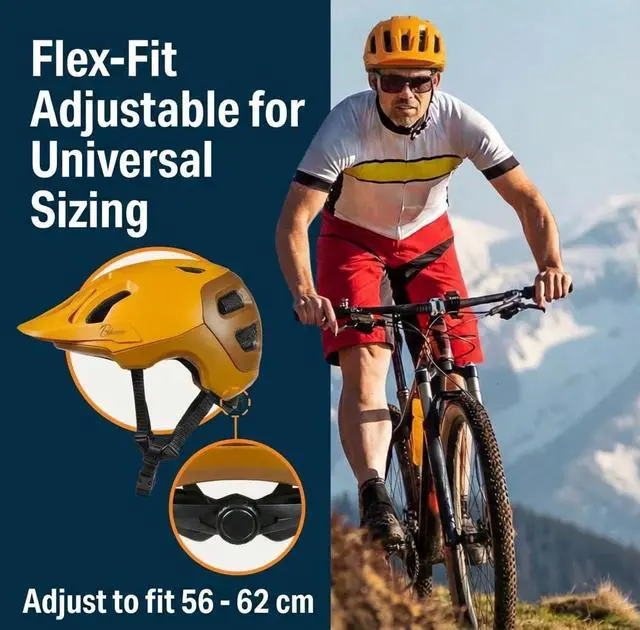 Alt view image 2 of 6 - MTB Bike Helmet, Adjustable 56-62 cm / 22" - 24" Circumference, Adult Cycling Safety Head Protection for Road Mountain Bicycles, Protective Headgear Sports Equipment for Outdoor Adventures