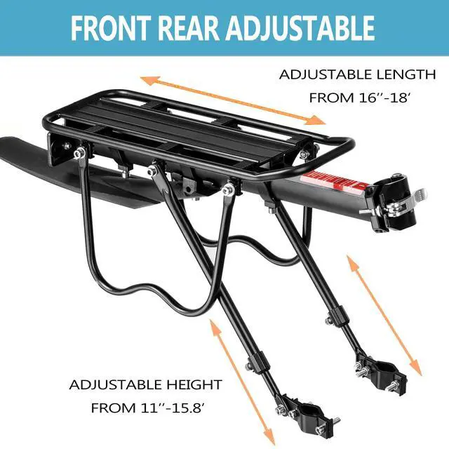 Alt view image 6 of 7 - Rear Bike Rack,Solid Bearings Bike Cargo Rack w/Fender & Large Size Reflective,Quick Release Mountain Road Bicycle Rear Racks,Universal Bike Luggage Touring Carrier Rack