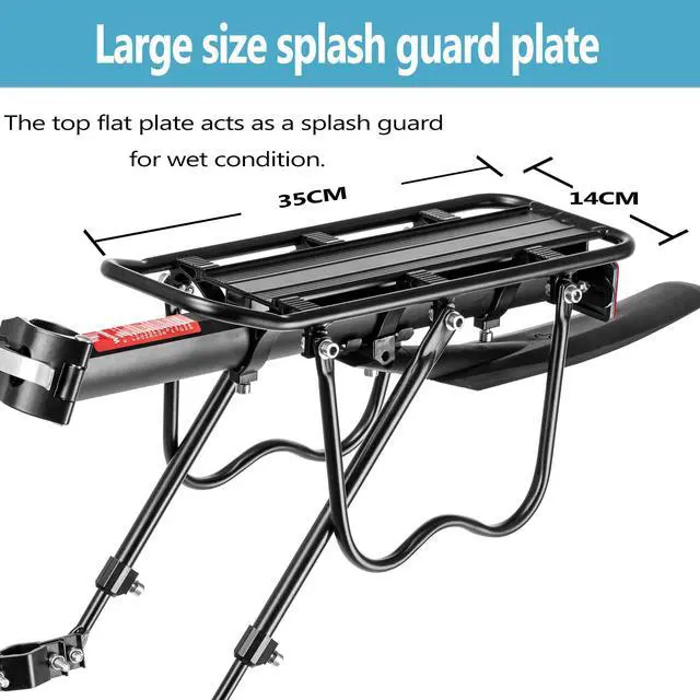 Alt view image 7 of 7 - Rear Bike Rack,Solid Bearings Bike Cargo Rack w/Fender & Large Size Reflective,Quick Release Mountain Road Bicycle Rear Racks,Universal Bike Luggage Touring Carrier Rack