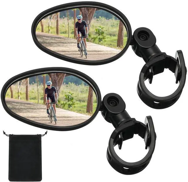 Main image of 2 Pcs Bike Mirror 360 Degree Adjustable Safe Rotatable Handlebar Mirror Bicycle Accessories Shockproof Acrylic Convex for Mountain Road Bike
