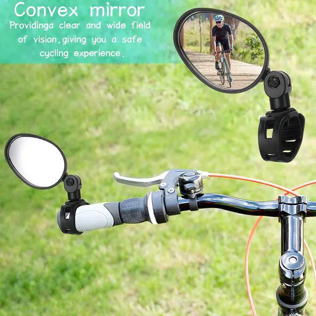 Alt view image 3 of 6 - 2 Pcs Bike Mirror 360 Degree Adjustable Safe Rotatable Handlebar Mirror Bicycle Accessories Shockproof Acrylic Convex for Mountain Road Bike