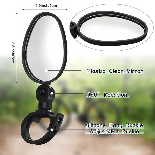 Alt view image 2 of 6 - 2 Pcs Bike Mirror 360 Degree Adjustable Safe Rotatable Handlebar Mirror Bicycle Accessories Shockproof Acrylic Convex for Mountain Road Bike