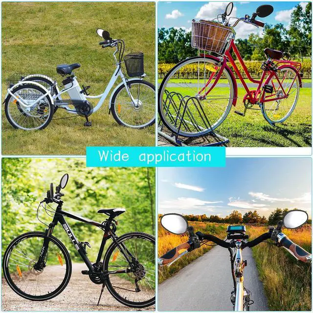 Alt view image 6 of 6 - 2 Pcs Bike Mirror 360 Degree Adjustable Safe Rotatable Handlebar Mirror Bicycle Accessories Shockproof Acrylic Convex for Mountain Road Bike