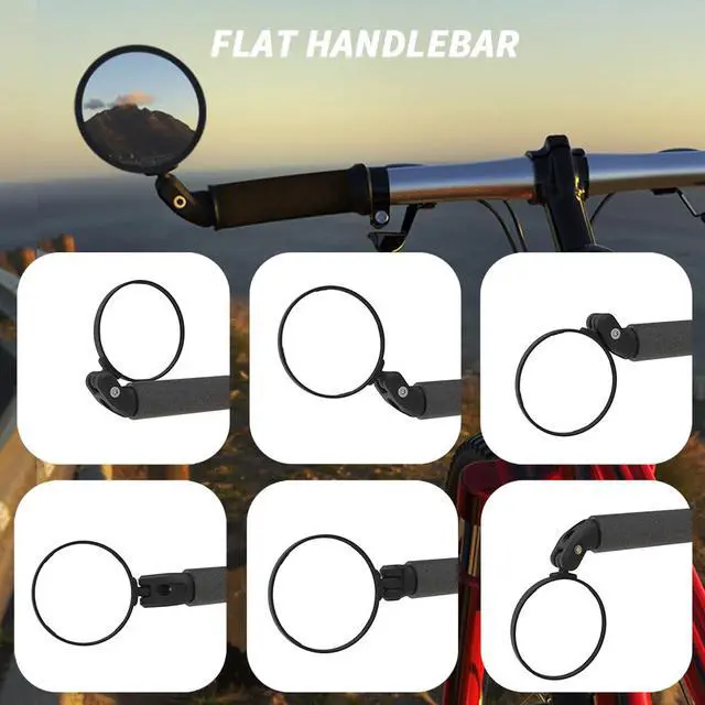 Alt view image 5 of 7 - Black Convex Rearview Mirrors, 2PCS Adjustable Handlebar Bicycle Mirrors for Road, Mountain, Scooter Bikes