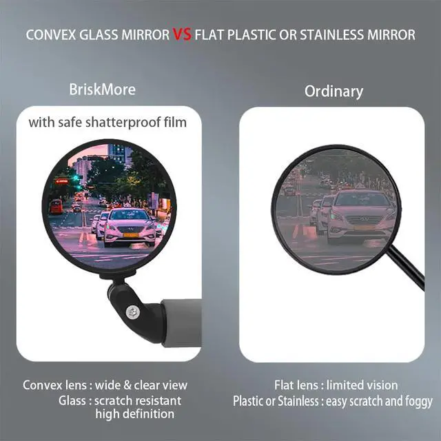 Alt view image 4 of 7 - Black Convex Rearview Mirrors, 2PCS Adjustable Handlebar Bicycle Mirrors for Road, Mountain, Scooter Bikes