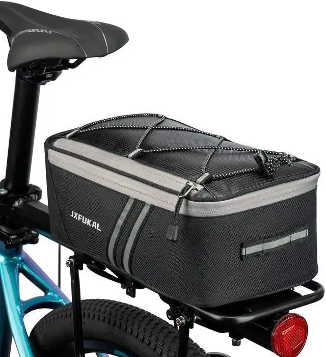 Main image of Rear Bike Rack Bag with Rain Cover, 7L/9L/10L/12L Waterproof Bicycle Ebike Saddle Bag Cycling Pannier Trunk Carrier with Reflector & Adjustable Cord for Commuter Travel Outdoor