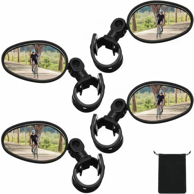 Main image of 4 Pcs Bike Mirror 360 Degree Adjustable Safe Rotatable Handlebar Mirror Bicycle Accessories Shockproof Acrylic Convex for Mountain Road Bike