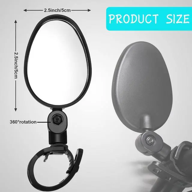 Alt view image 2 of 7 - 4 Pcs Bike Mirror 360 Degree Adjustable Safe Rotatable Handlebar Mirror Bicycle Accessories Shockproof Acrylic Convex for Mountain Road Bike