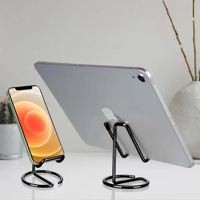 Alt view image 7 of 7 - Cell Phone Stand for Desk, Cute Metal Black Cell Phone Stand Holder Desk Accessories, Compatible with All Mobile Phones, iPhone, iPad