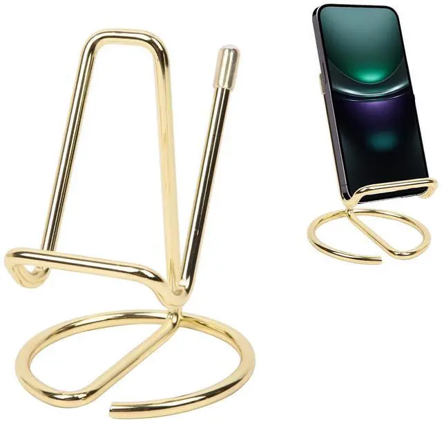 Main image of Phone Stand for Desk, Sturdy Metal Gold-Plated Phone Stand for Office Desk, Hands-Free Phone Charging Holder for Phone Calling and Watching Videos